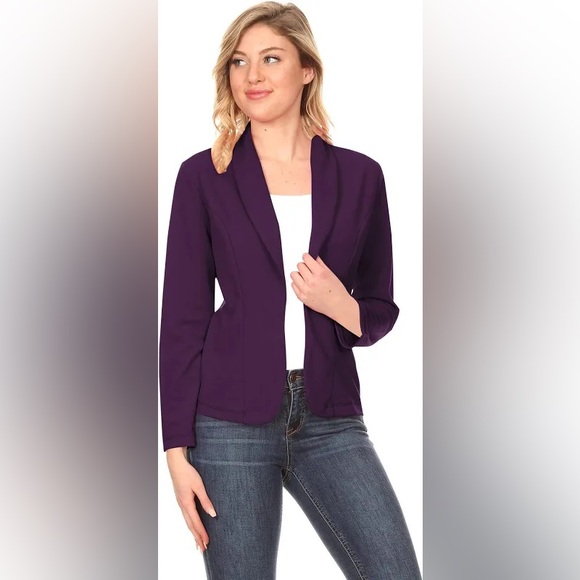 Anne Klein Jackets & Blazers - ANNE KLEIN Purple Blazer front open size S 3/4 Sleeves